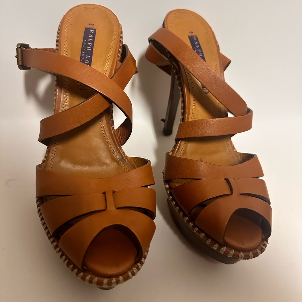 Ralph Lauren Wooden Brown Platforms, size 8.5
